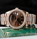 Rolex Day-Date Chocolate Dial Watch Gold Wrapped + Moissanite Diamonds 36mm