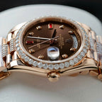 Rolex Day-Date Chocolate Dial Watch Gold Wrapped + Moissanite Diamonds 36mm