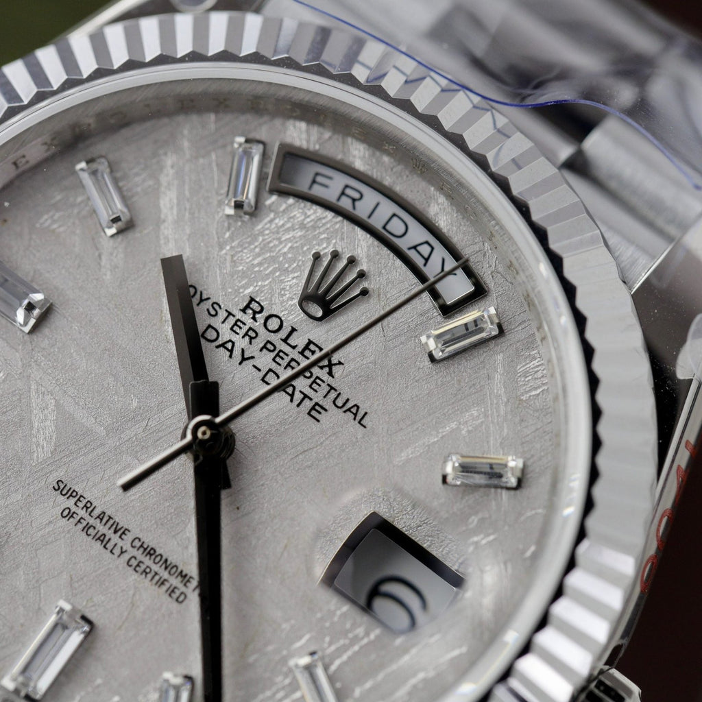 Rolex Watch Day-Date Dial Meteorite Number Pile Diamond Moissanite 40mm