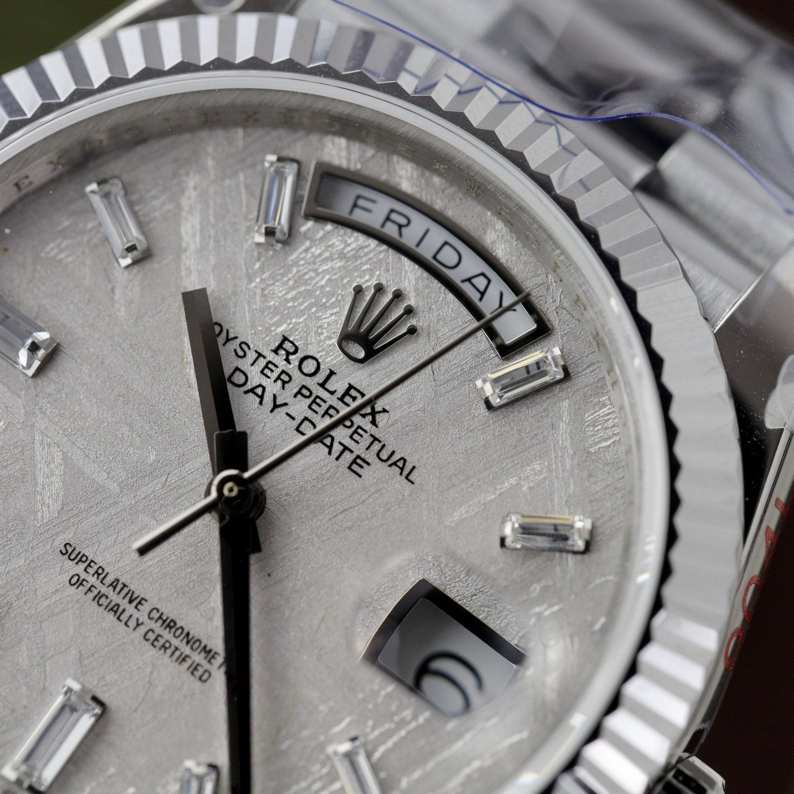 Rolex Watch Day-Date Dial Meteorite Number Pile Diamond Moissanite 40mm