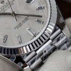 Rolex Watch Day-Date Dial Meteorite Number Pile Diamond Moissanite 40mm