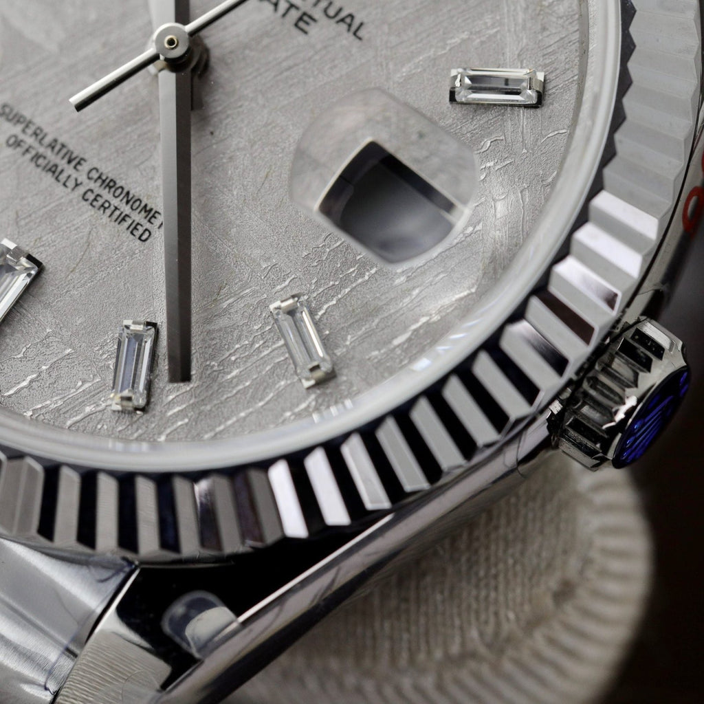 Rolex Watch Day-Date Dial Meteorite Number Pile Diamond Moissanite 40mm