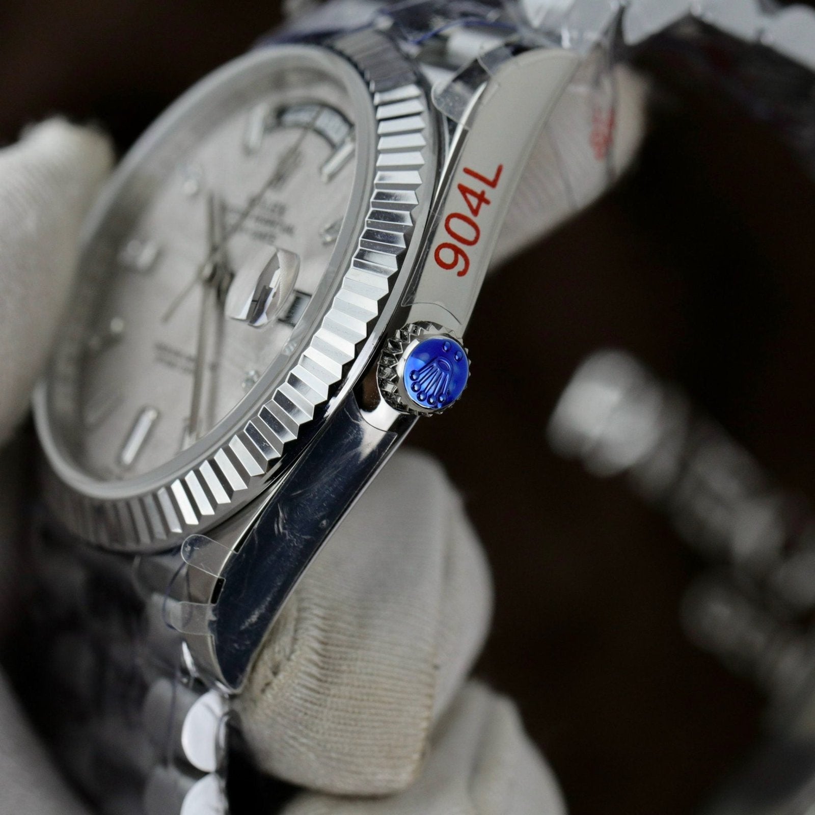 Rolex Watch Day-Date Dial Meteorite Number Pile Diamond Moissanite 40mm