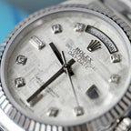 Rolex Day-Date Meteorite Dial Watch Moissanite Diamonds 36mm