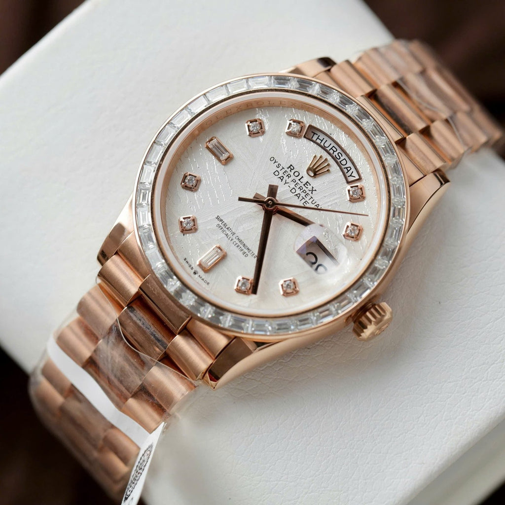 Rolex Day-Date Meteorite Dial Gold Wrapped + Moissanite Diamonds Baguette 36mm