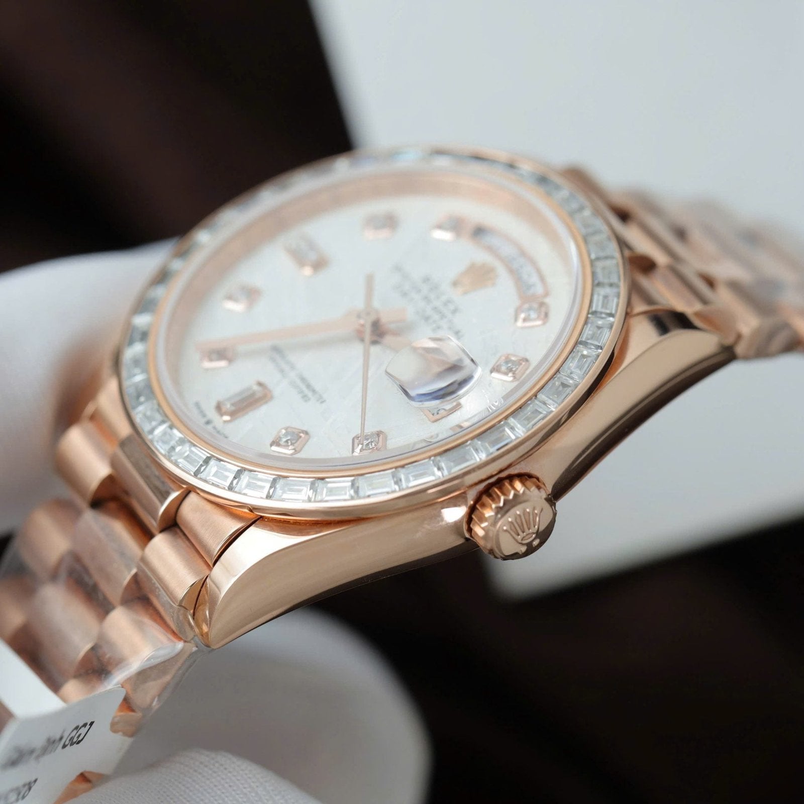 Rolex Day-Date Meteorite Dial Gold Wrapped + Moissanite Diamonds Baguette 36mm