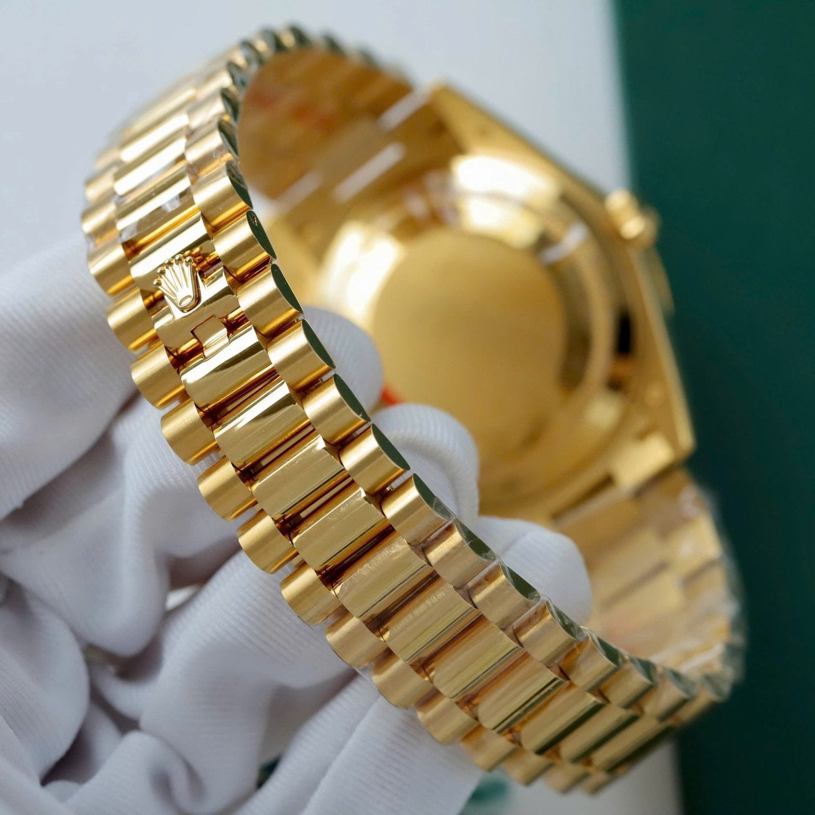 Rolex Day-Date Yellow Champagne Dial Watch 18K Gold Warapped 40mm