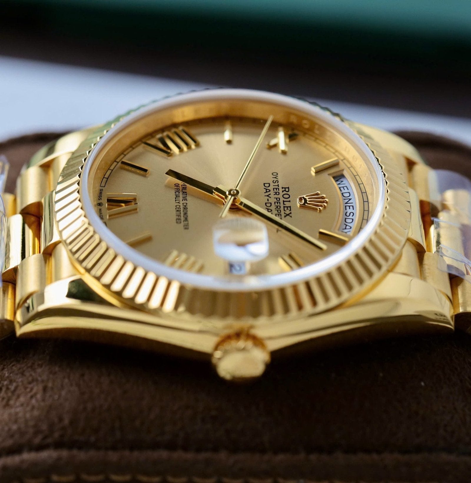 Rolex Day-Date Yellow Champagne Dial Watch 18K Gold Warapped 40mm