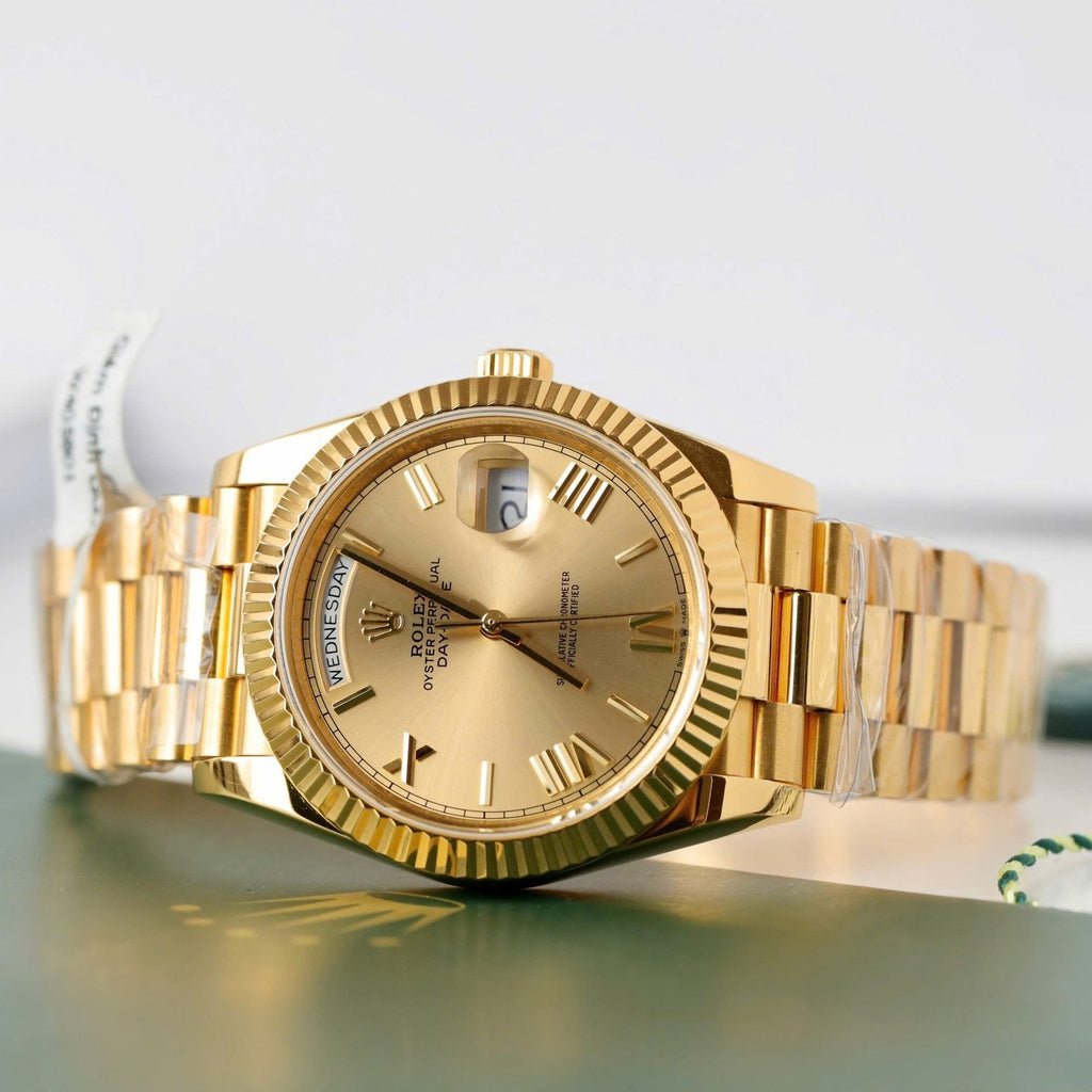 Rolex Day-Date Yellow Champagne Dial Watch 18K Gold Warapped 40mm