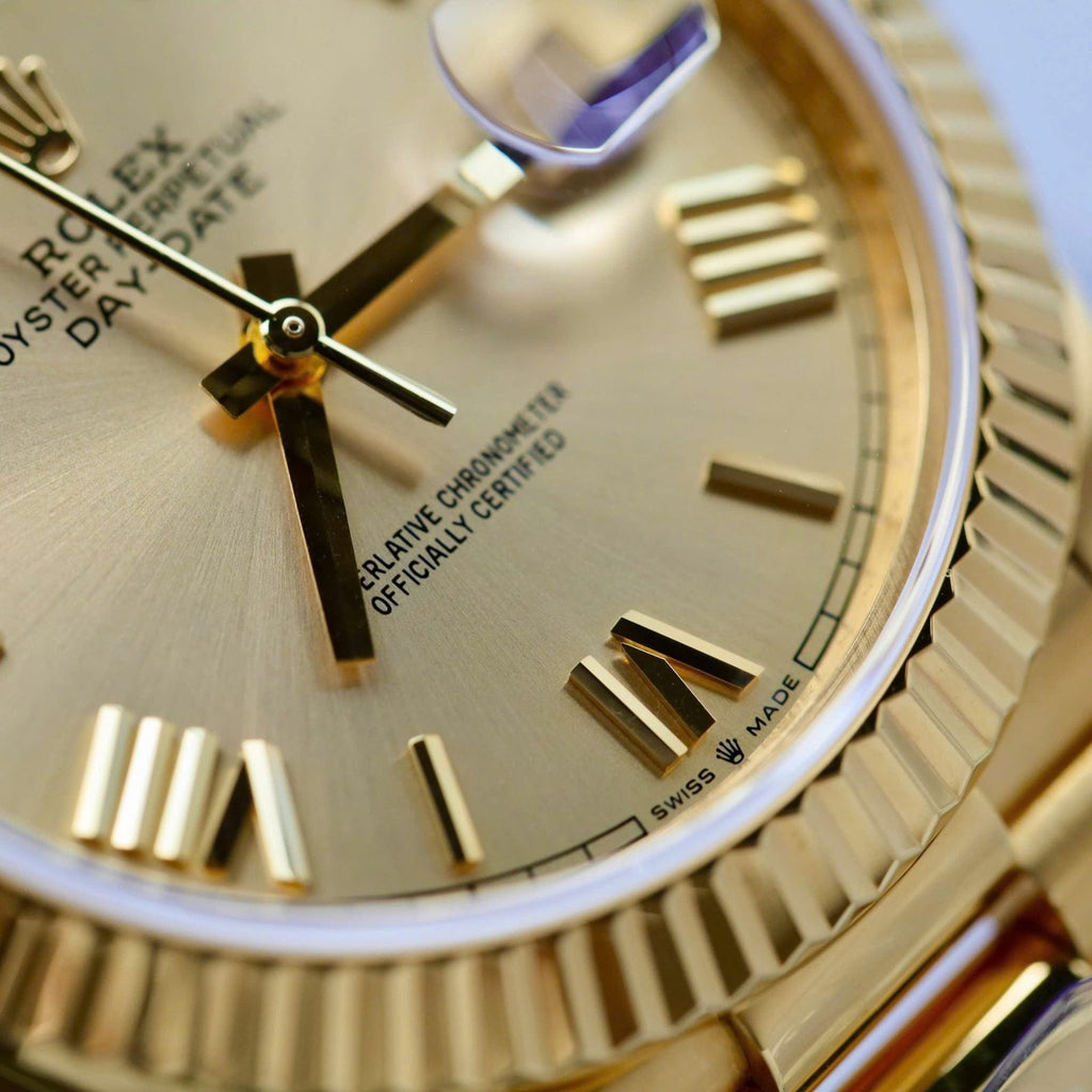Rolex Day-Date Yellow Champagne Dial Watch 18K Gold Warapped 40mm