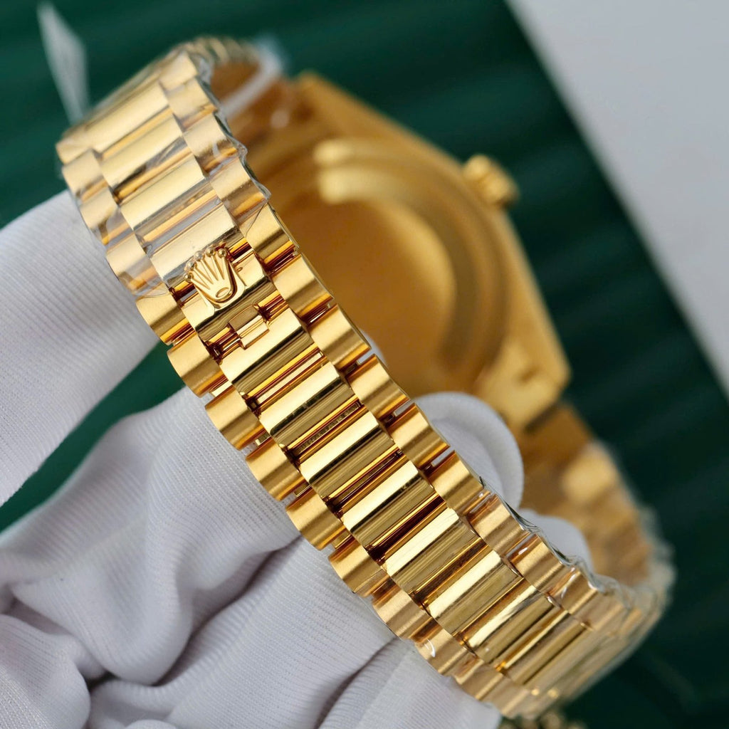 Rolex Day-Date Yellow Champagne Dial Watch 18K Gold 36mm