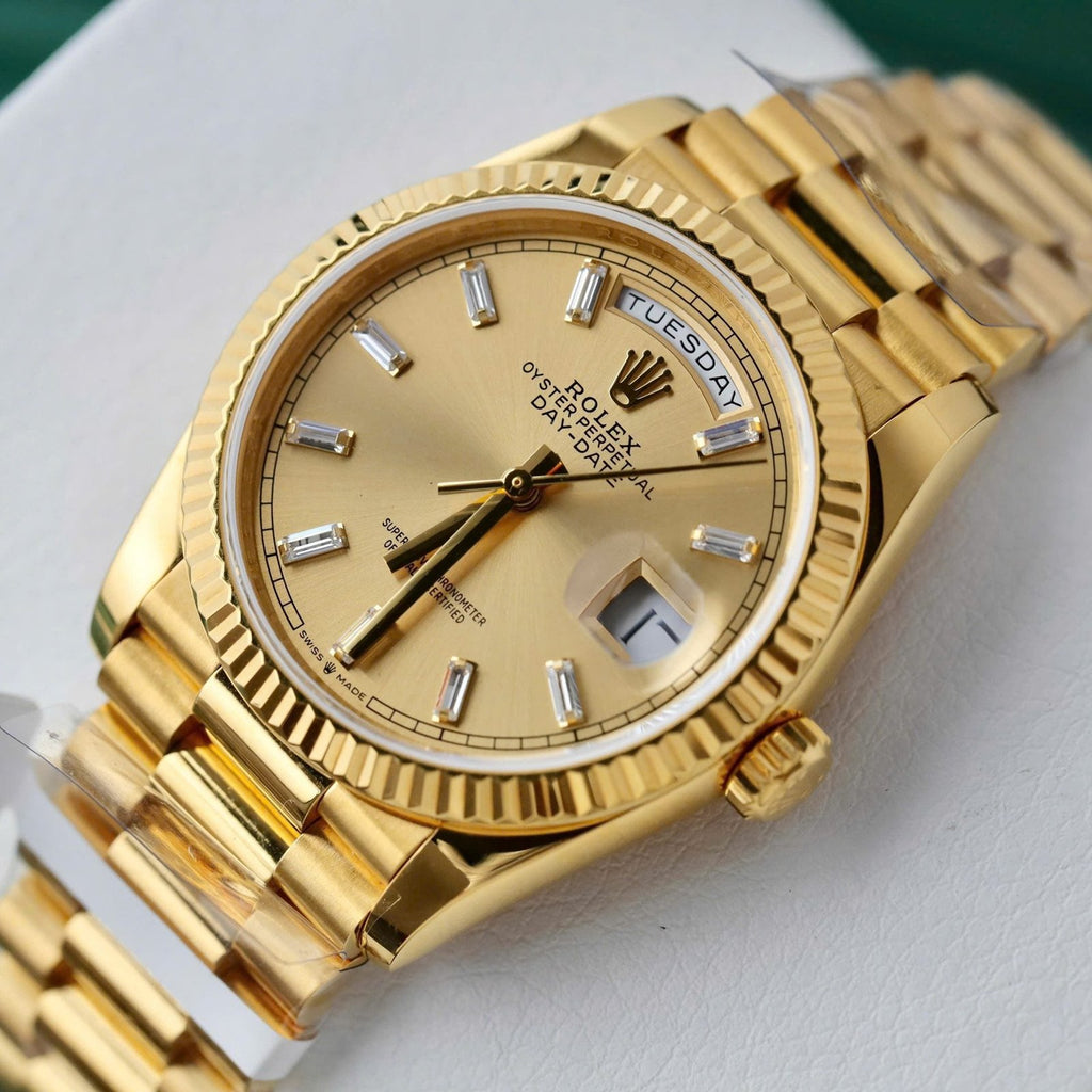 Rolex Day-Date Yellow Champagne Dial Watch 18K Gold 36mm