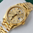Rolex Day-Date Yellow Champagne Dial Watch 18K Gold 36mm