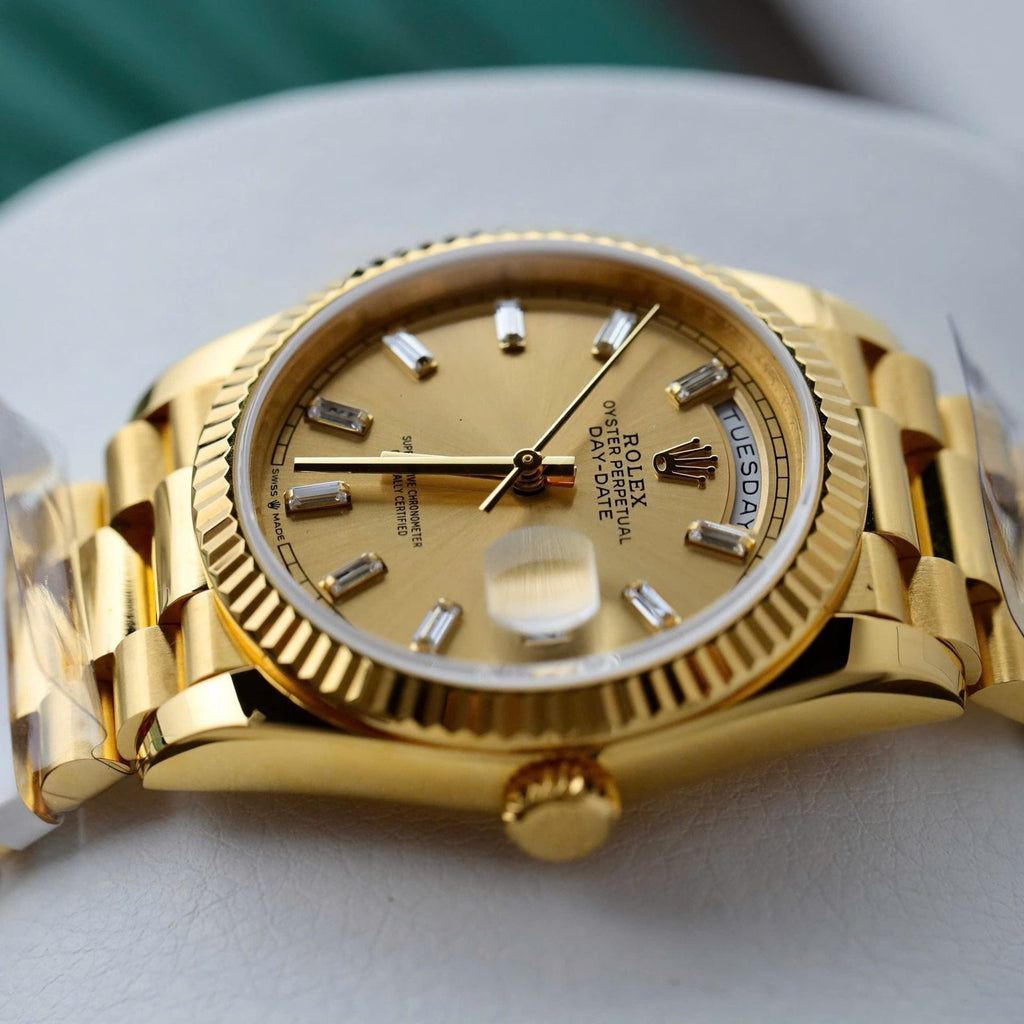 Rolex Day-Date Yellow Champagne Dial Watch 18K Gold 36mm