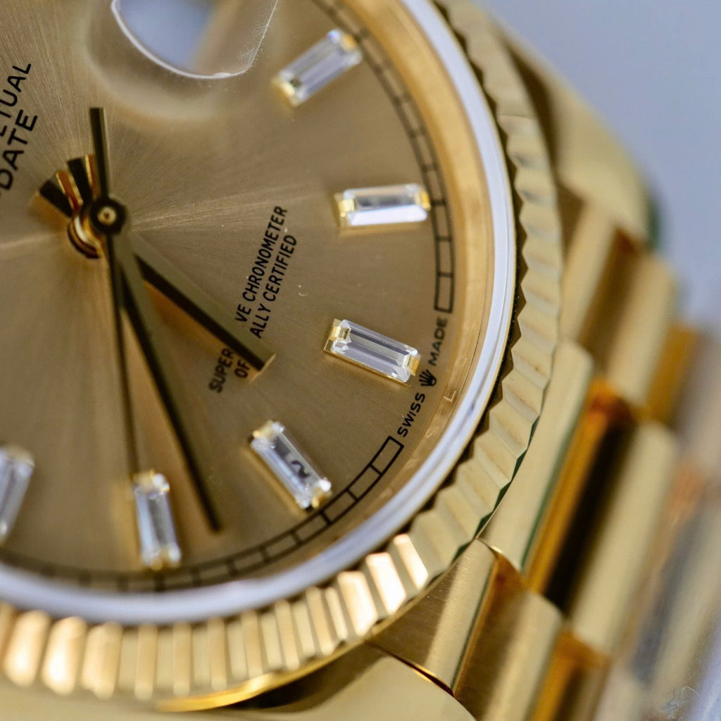 Rolex Day-Date Yellow Champagne Dial Watch 18K Gold 36mm
