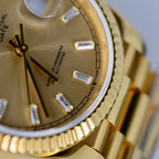 Rolex Day-Date Yellow Champagne Dial Watch 18K Gold 36mm