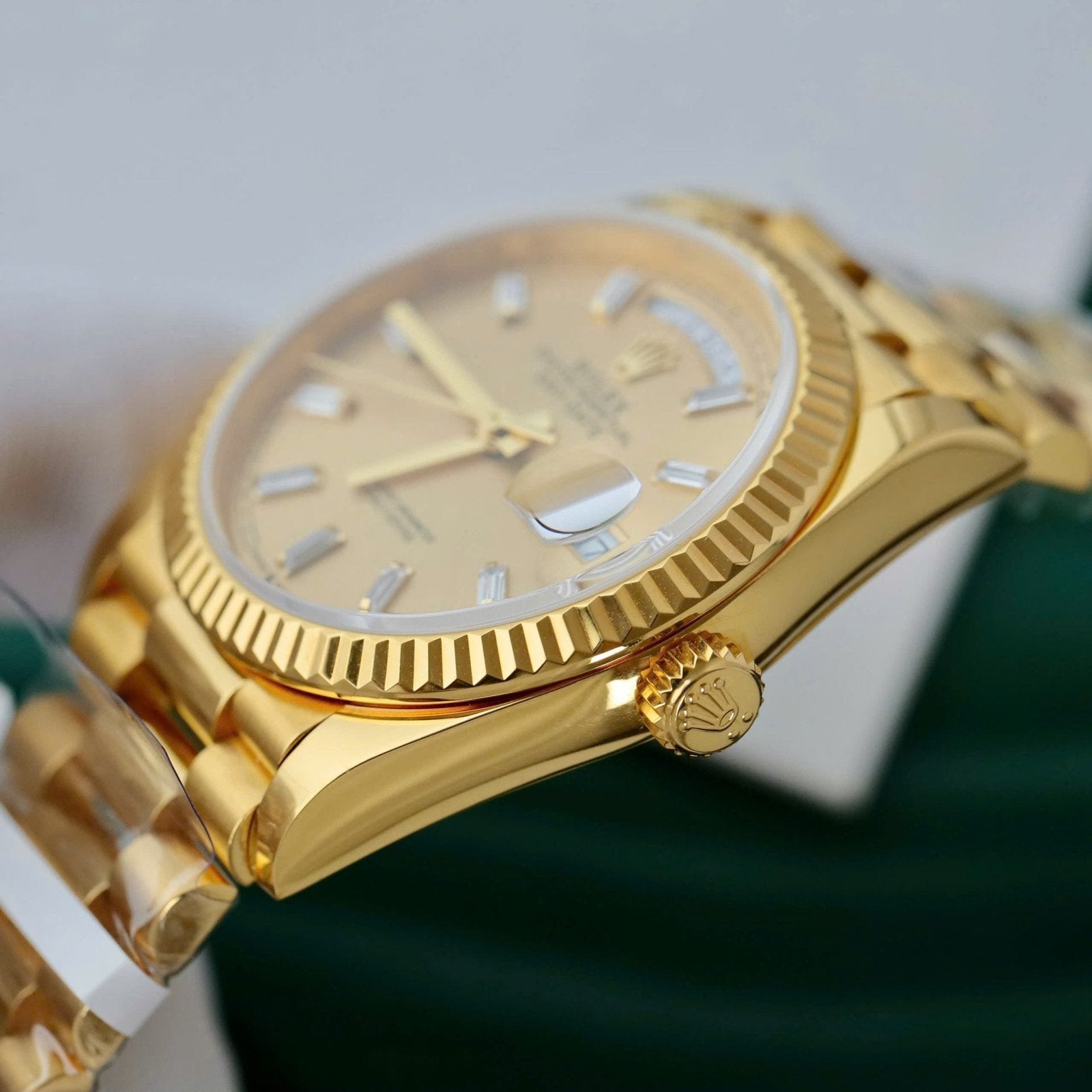Rolex Day-Date Yellow Champagne Dial Watch 18K Gold 36mm