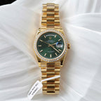 Rolex Day-Date Dial Green Watch Gold Wrapped + Diamonds Moissanite 36mm