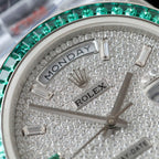 Rolex Day-Date Men Watch Diamonds Moissanite + Sapphire Baguette 40mm