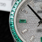 Rolex Day-Date Men Watch Diamonds Moissanite + Sapphire Baguette 40mm