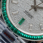 Rolex Day-Date Men Watch Diamonds Moissanite + Sapphire Baguette 40mm