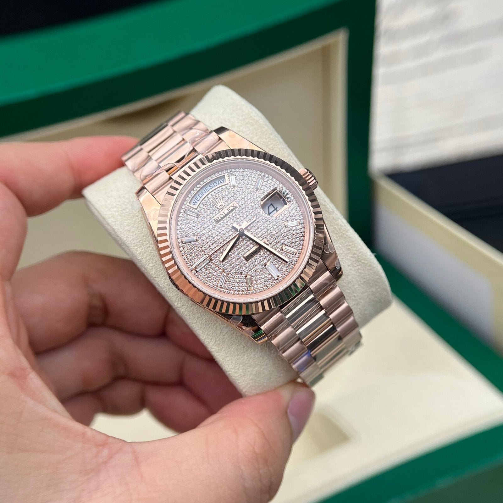 Rolex Day-Date Full Diamond Dial Watch 40mm