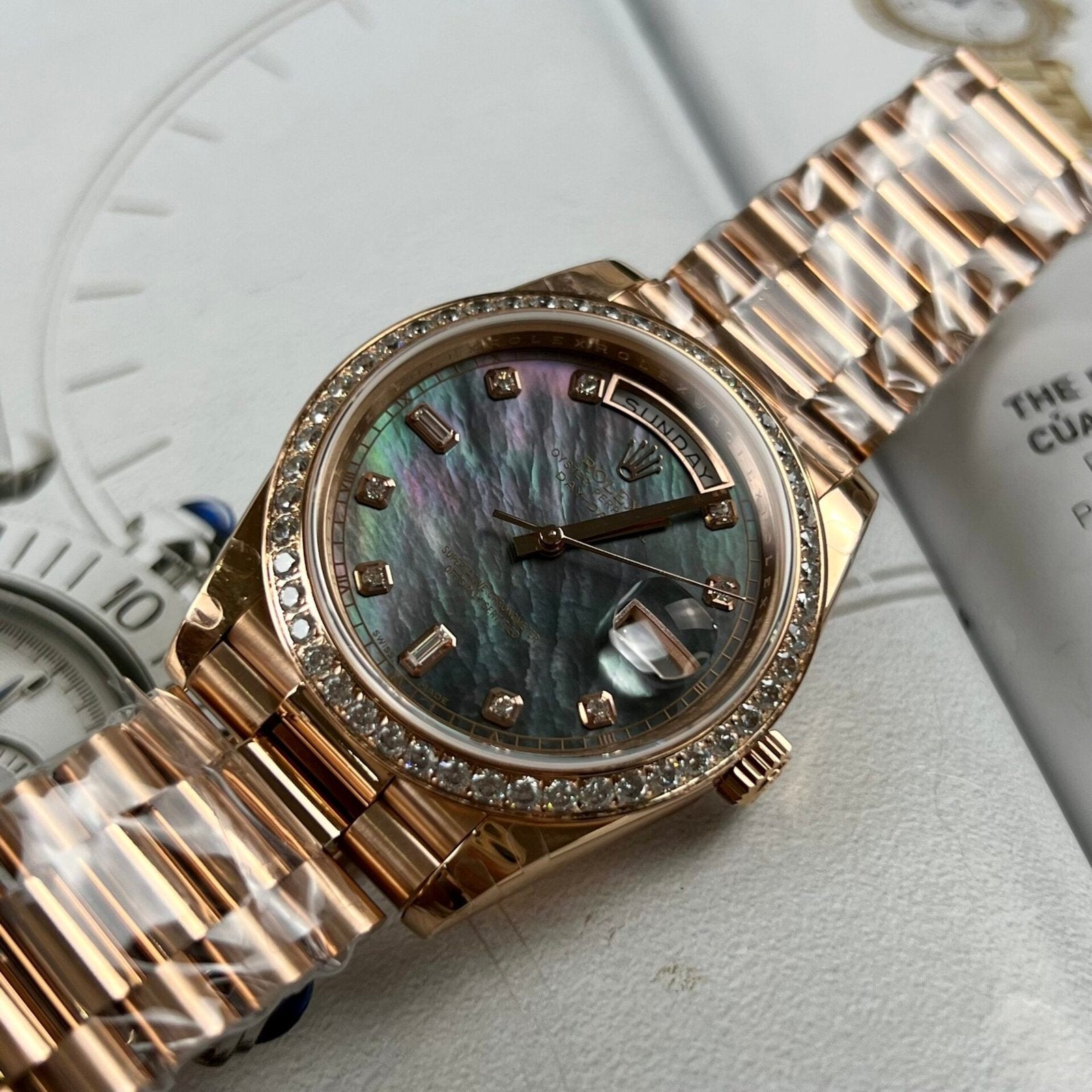 Rolex Day-Date Watch Mother Of Pearl Dial 40mm