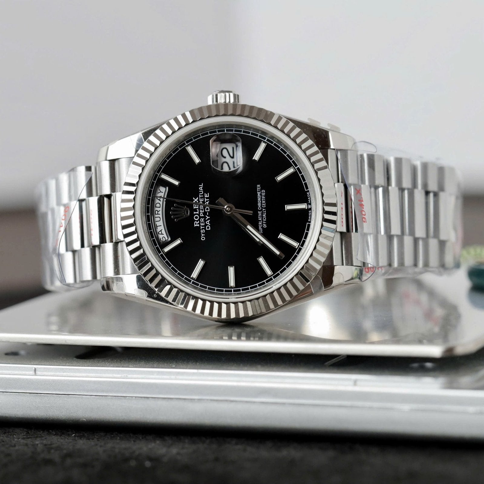 Rolex Day-Date Watch Black Dial 40mm