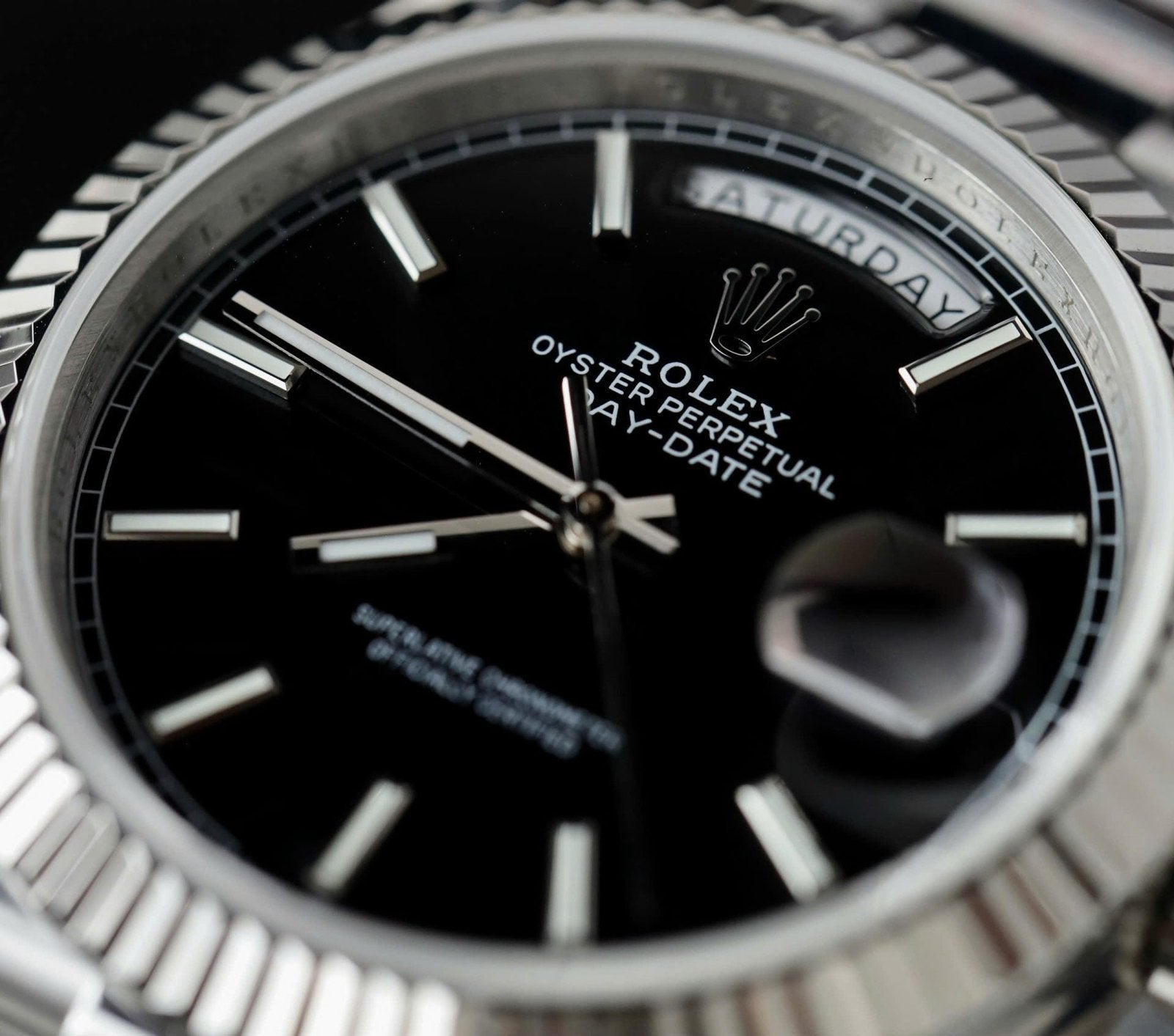 Rolex Day-Date Watch Black Dial 40mm