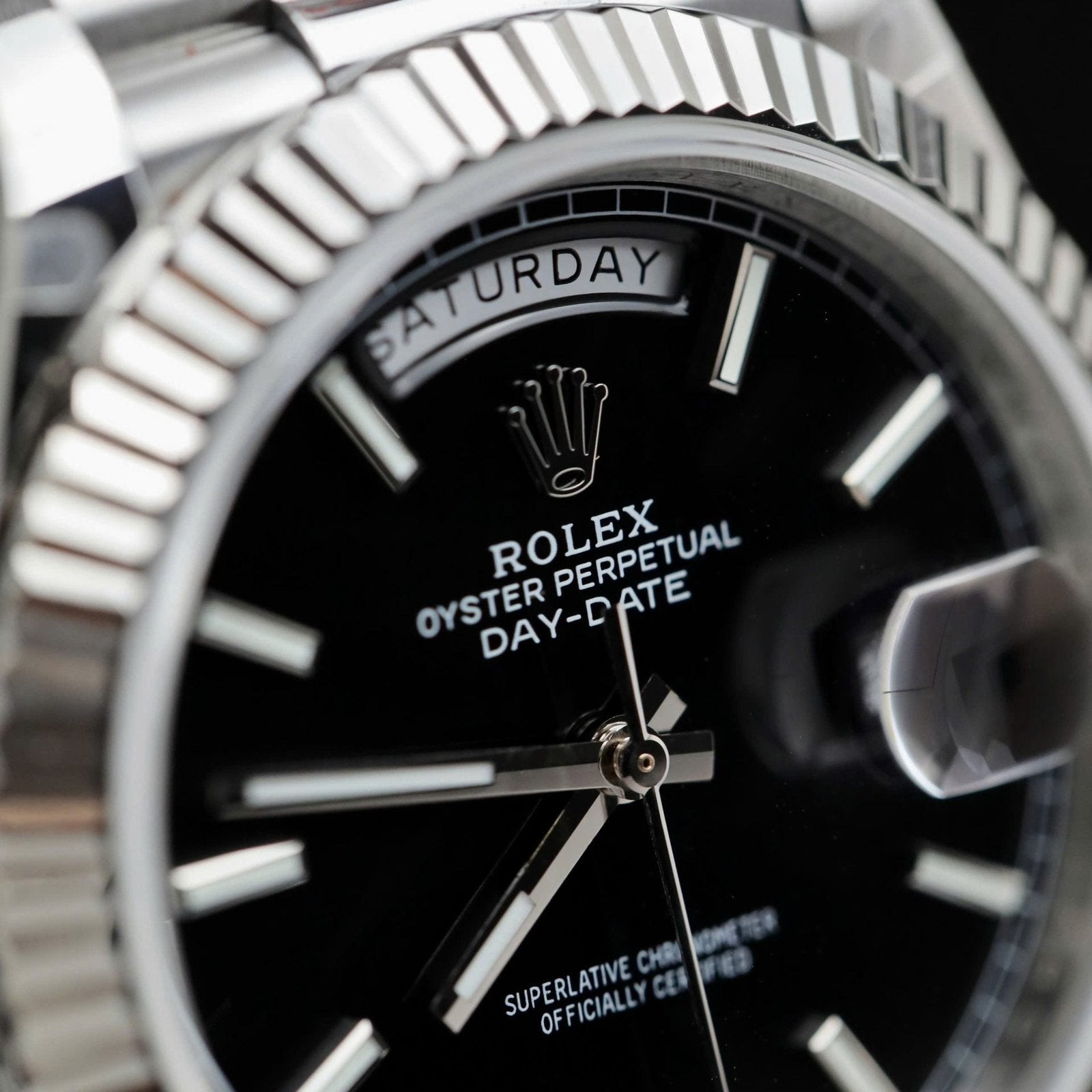 Rolex Day-Date Watch Black Dial 40mm