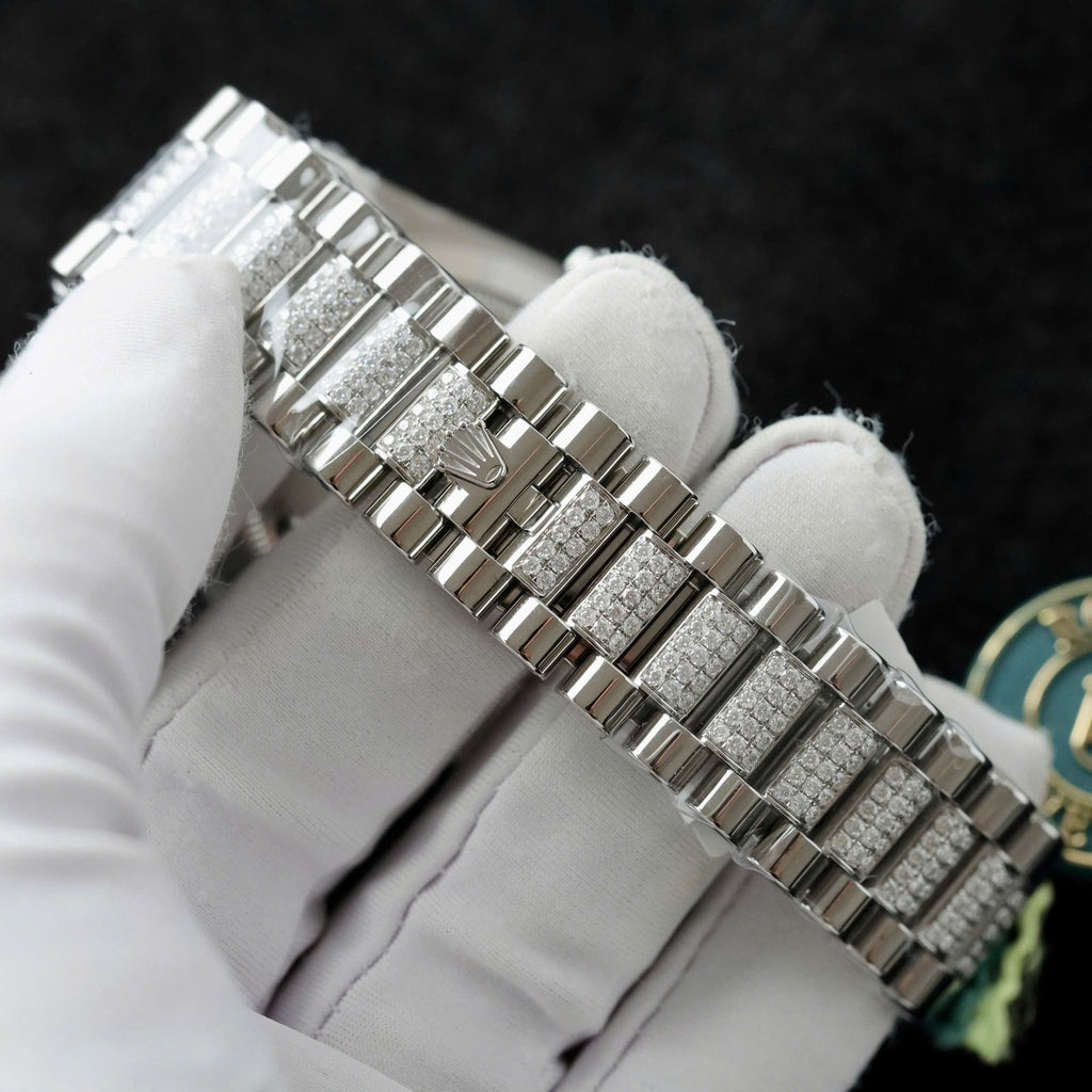 Rolex Day-Date Watch Meteorite Dial Moissanite Diamonds 40mm