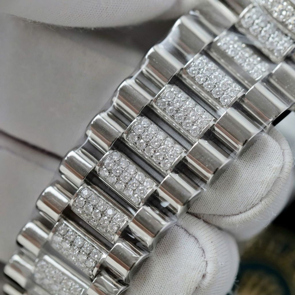 Rolex Day-Date Watch Meteorite Dial Moissanite Diamonds 40mm