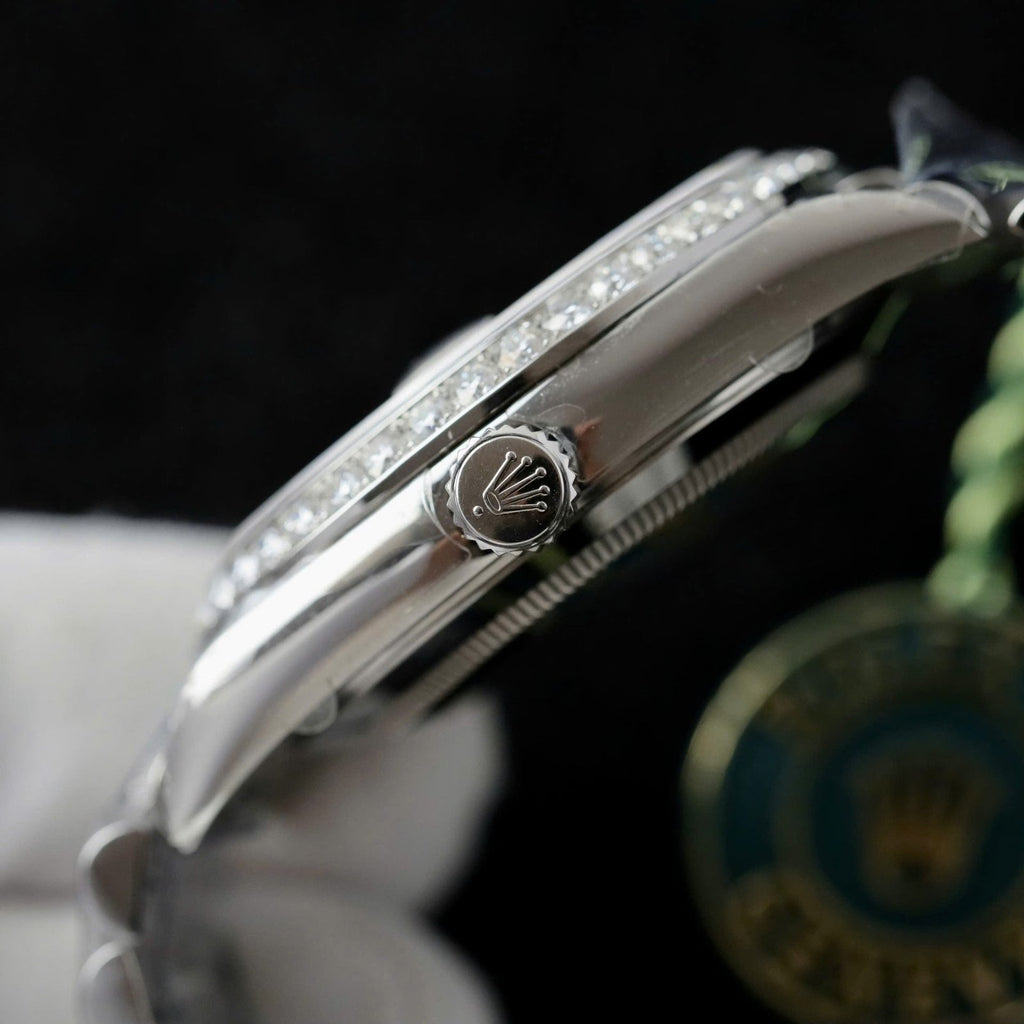 Rolex Day-Date Watch Meteorite Dial Moissanite Diamonds 40mm