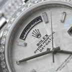 Rolex Day-Date Watch Meteorite Dial Moissanite Diamonds 40mm