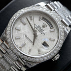 Rolex Day-Date Watch Meteorite Dial Moissanite Diamonds 40mm