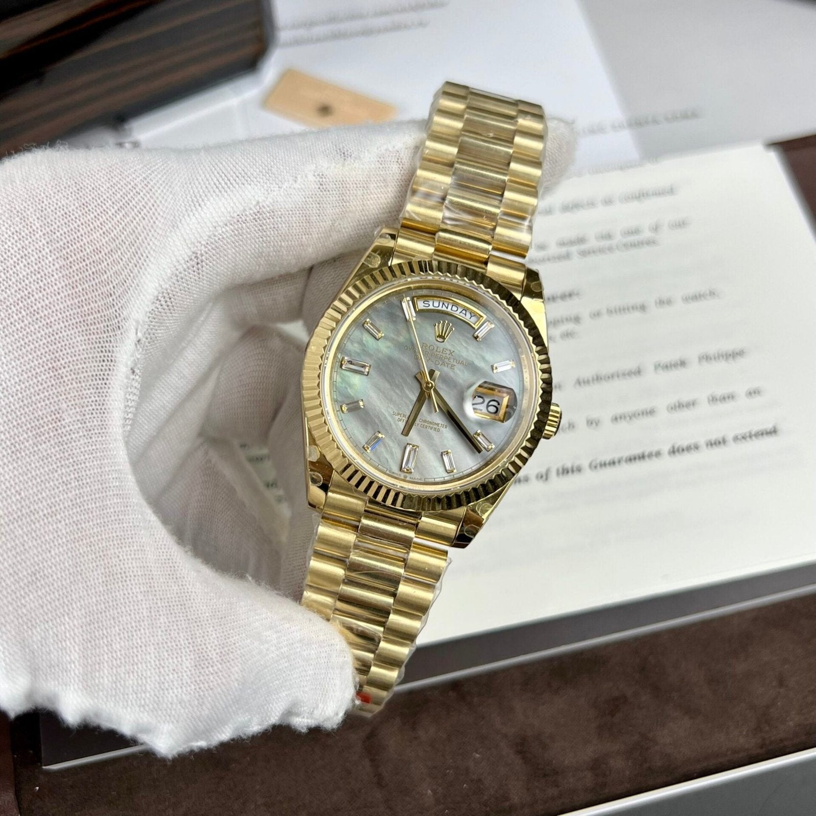 Rolex Day-Date Watch Mother Of Pearl Dial 40mm