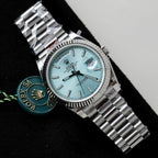 Rolex Day-Date Watch Ice Blue Dial Cross Pattern 40mm