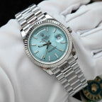 Rolex Day-Date Watch Ice Blue Dial Cross Pattern 40mm