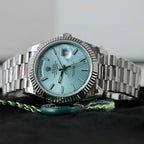 Rolex Day-Date Watch Ice Blue Dial Cross Pattern 40mm