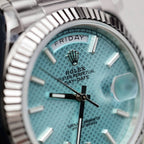 Rolex Day-Date Watch Ice Blue Dial Cross Pattern 40mm
