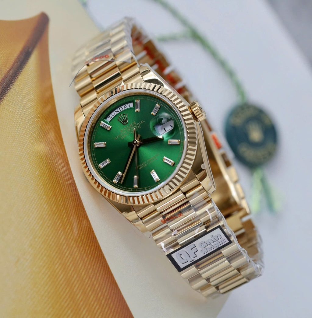 Rolex Day-Date Watch Green Index Dial 36mm