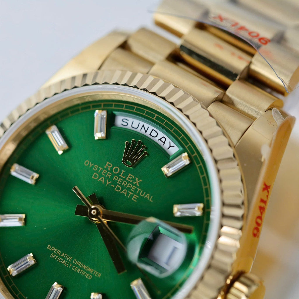 Rolex Day-Date Watch Green Index Dial 36mm
