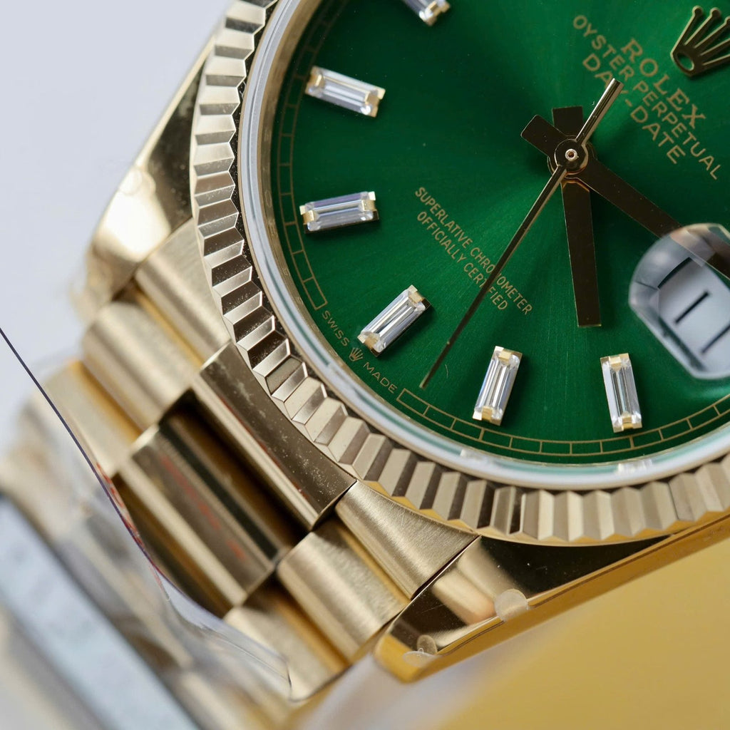 Rolex Day-Date Watch Green Index Dial 36mm