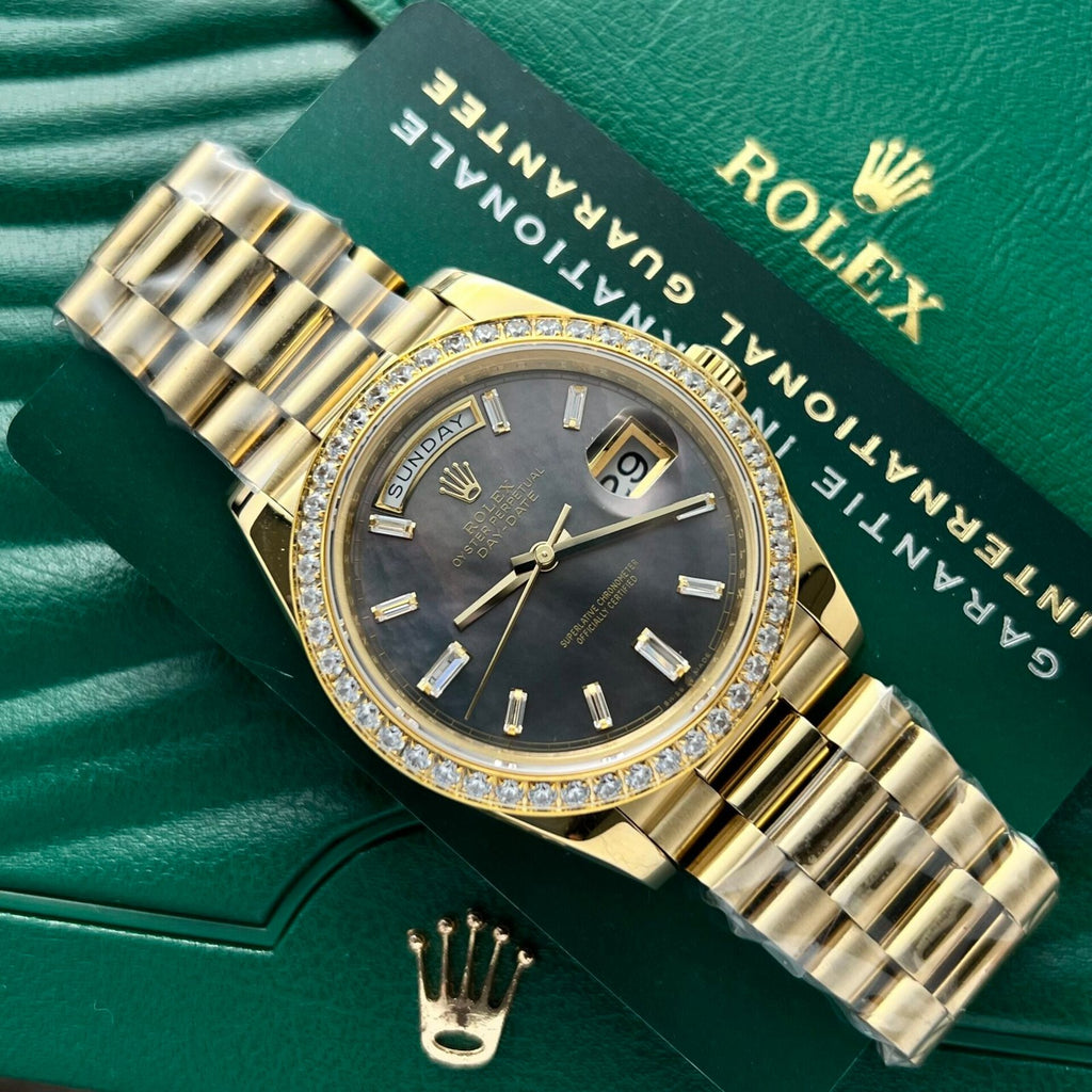 Rolex Day-Date Watch Mother Of Pearl Dial President Strap 40mm