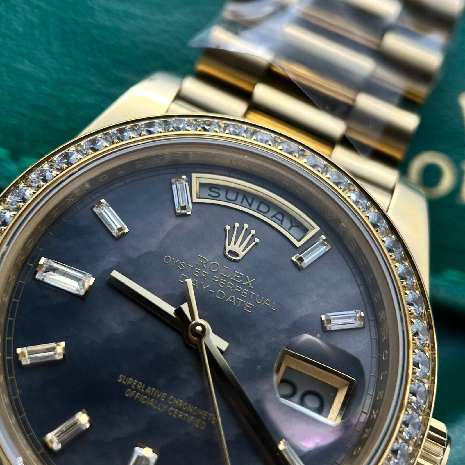 Rolex Day-Date Watch Mother Of Pearl Dial President Strap 40mm