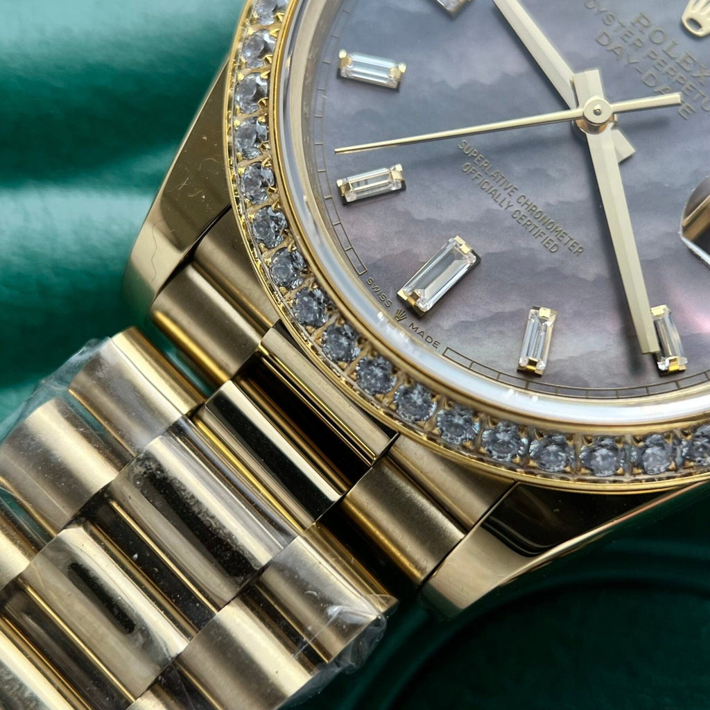 Rolex Day-Date Watch Mother Of Pearl Dial President Strap 40mm