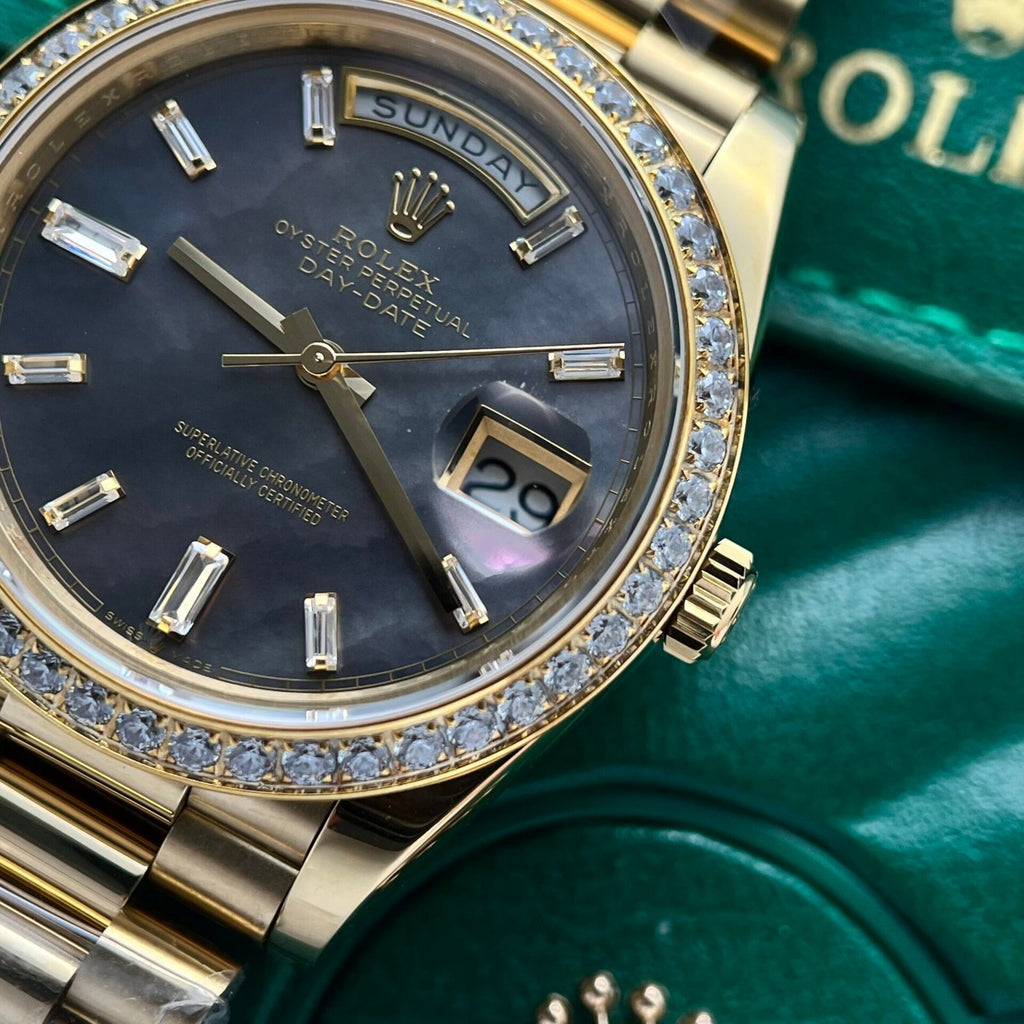 Rolex Day-Date Watch Mother Of Pearl Dial President Strap 40mm