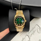 Rolex Day-Date Green Dial Gold Plated Watch 36mm