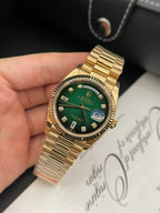 Rolex Day-Date Green Dial Gold Plated Watch 36mm