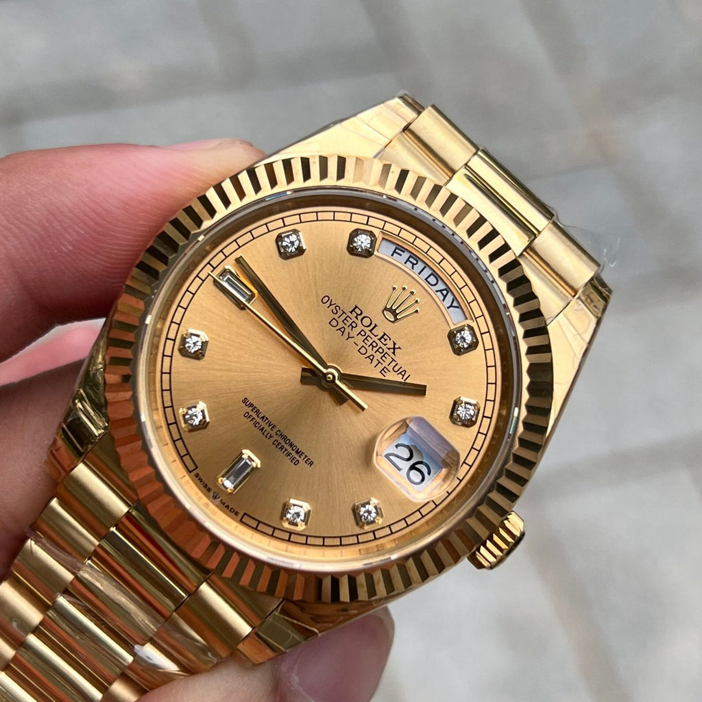 Rolex Day-Date Watch Champagne Dial Jubilee Strap 40mm